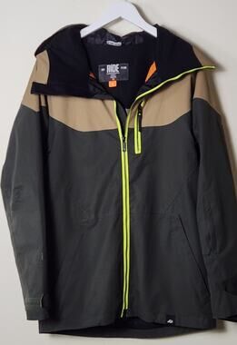 RIDE Strata 15K Georgetown Snowboard Ski Jacket Women's S Blk Tan Neon Hooded